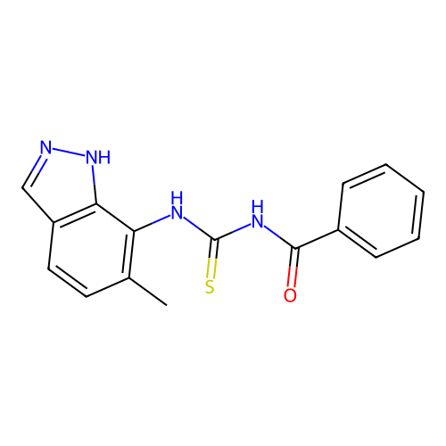 N-[(6-methyl-1H-indazol-7-yl)carbamothioyl]benzamide structure