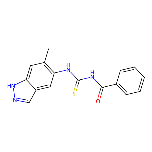 N-[(6-methyl-1H-indazol-5-yl)carbamothioyl]benzamide structure
