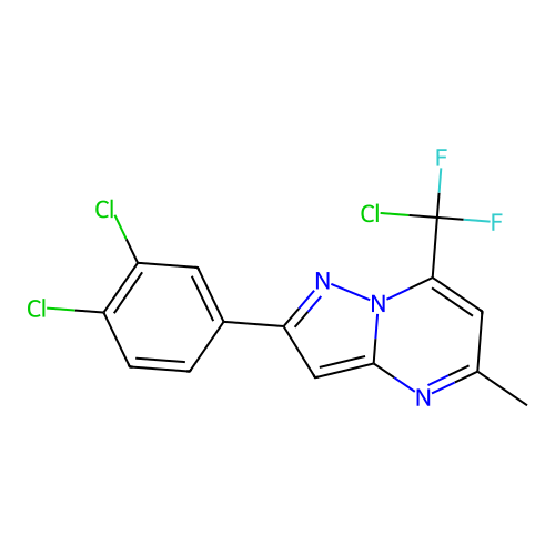 7-[chloro(difluoro)methyl]-2-(3,4-dichlorophenyl)-5-methylpyrazolo[1,5-a]pyrimidine structure