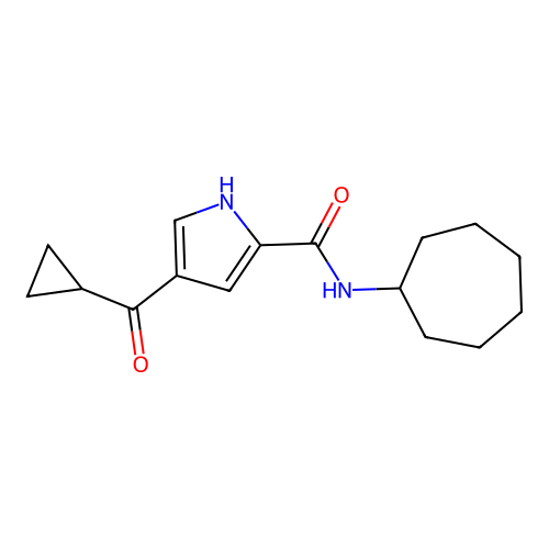 N-cycloheptyl-4-(cyclopropylcarbonyl)-1H-pyrrole-2-carboxamide structure