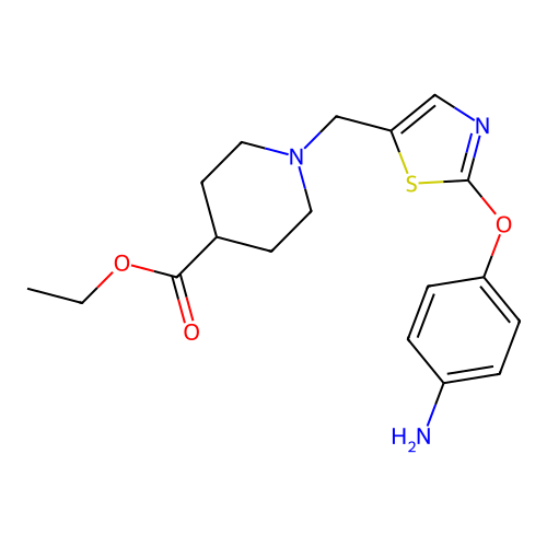 Ethyl 1-{[2-(4-aminophenoxy)-1,3-thiazol-5-yl]methyl}-4-piperidinecarboxylate structure
