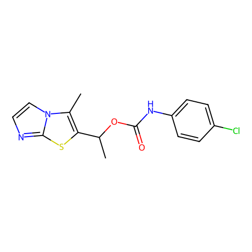 1-(3-methylimidazo[2,1-b][1,3]thiazol-2-yl)ethyl N-(4-chlorophenyl)carbamate structure