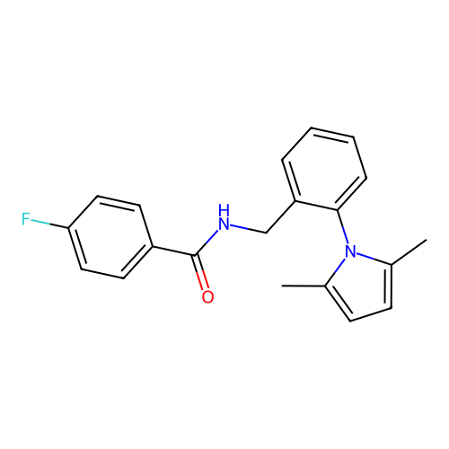 N-[2-(2,5-dimethyl-1H-pyrrol-1-yl)benzyl]-4-fluorobenzenecarboxamide structure