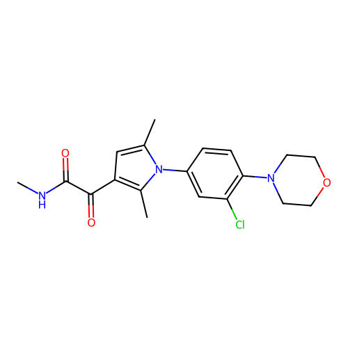 2-[1-(3-chloro-4-morpholinophenyl)-2,5-dimethyl-1H-pyrrol-3-yl]-N-methyl-2-oxoacetamide structure