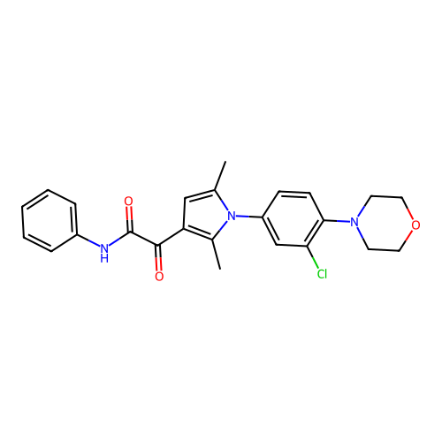 2-[1-(3-chloro-4-morpholinophenyl)-2,5-dimethyl-1H-pyrrol-3-yl]-2-oxo-N-phenylacetamide structure