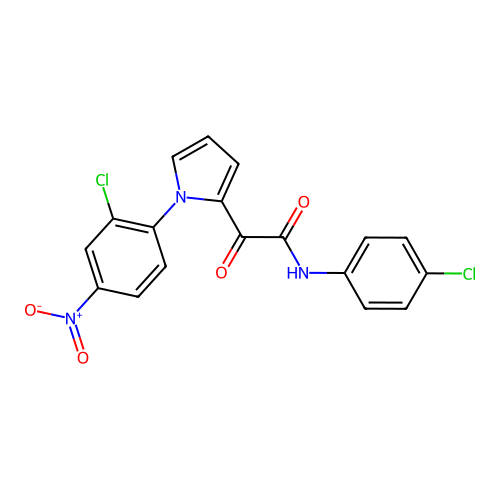 2-[1-(2-chloro-4-nitrophenyl)-1H-pyrrol-2-yl]-N-(4-chlorophenyl)-2-oxoacetamide structure