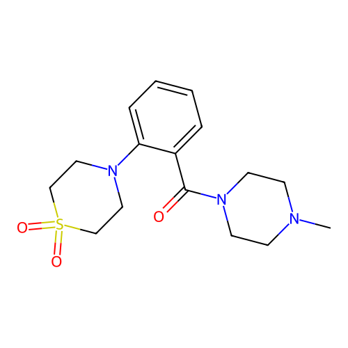 4-{2-[(4-Methylpiperazino)carbonyl]phenyl}-1lambda~6~,4-thiazinane-1,1-dione structure
