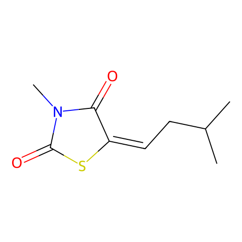 (5E)-3-methyl-5-(3-methylbutylidene)-1,3-thiazolidine-2,4-dione structure
