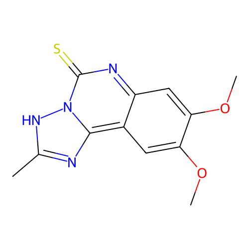 8,9-dimethoxy-2-methyl-3H-[1,2,4]triazolo[1,5-c]quinazoline-5-thione structure