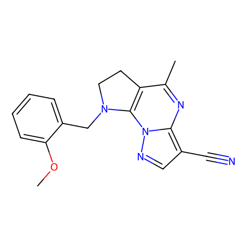 8-(2-methoxybenzyl)-5-methyl-7,8-dihydro-6H-pyrazolo[1,5-a]pyrrolo[3,2-e]pyrimidine-3-carbonitrile structure