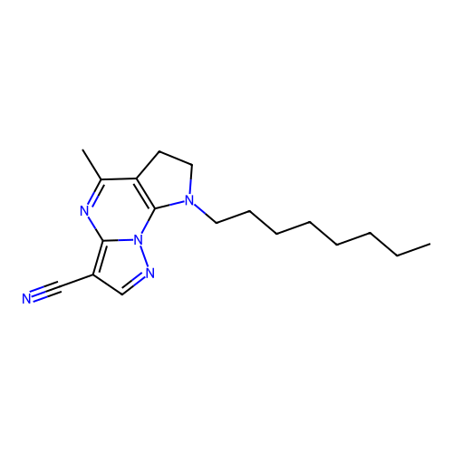 5-methyl-8-octyl-7,8-dihydro-6H-pyrazolo[1,5-a]pyrrolo[3,2-e]pyrimidine-3-carbonitrile structure