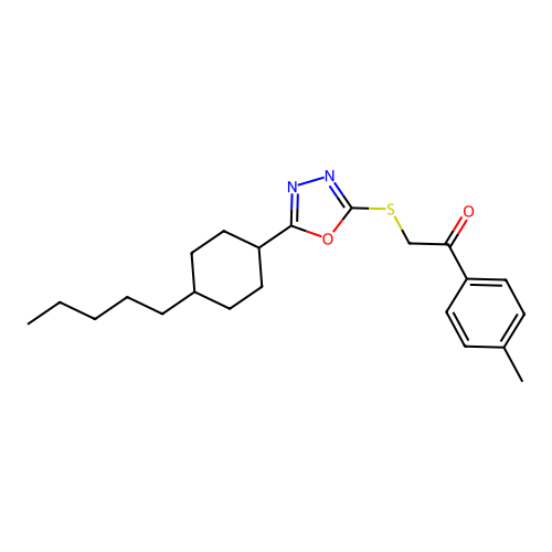 1-(4-methylphenyl)-2-{[5-(4-pentylcyclohexyl)-1,3,4-oxadiazol-2-yl]sulfanyl}-1-ethanone structure