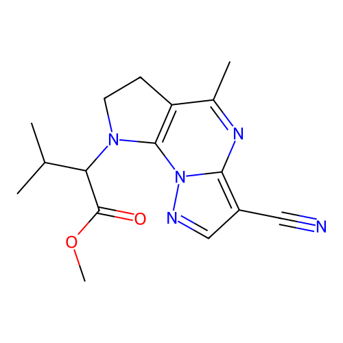 methyl 2-(3-cyano-5-methyl-6,7-dihydro-8H-pyrazolo[1,5-a]pyrrolo[3,2-e]pyrimidin-8-yl)-3-methylbutanoate structure