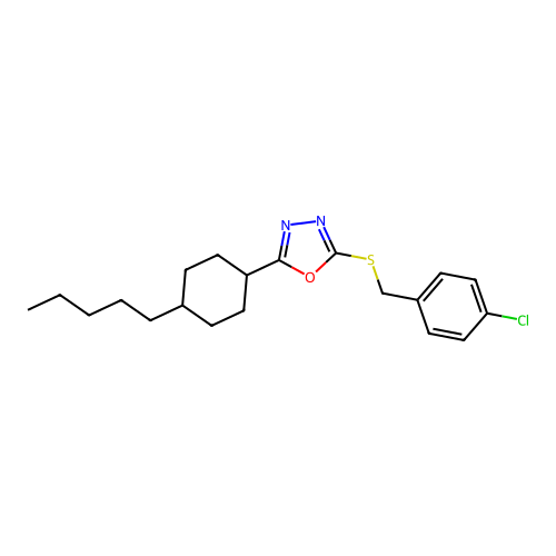 4-Chlorobenzyl 5-(4-pentylcyclohexyl)-1,3,4-oxadiazol-2-yl sulfide structure