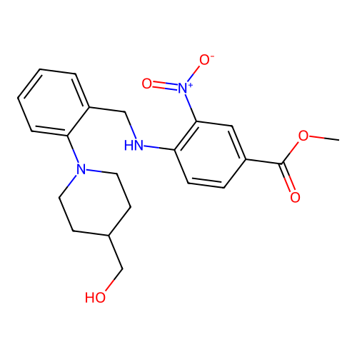 methyl 4-({2-[4-(hydroxymethyl)piperidino]benzyl}amino)-3-nitrobenzenecarboxylate structure