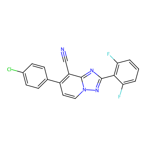 7-(4-chlorophenyl)-2-(2,6-difluorophenyl)-[1,2,4]triazolo[1,5-a]pyridine-8-carbonitrile structure