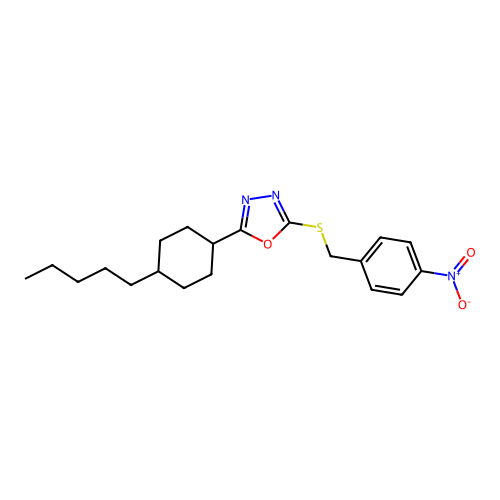2-[(4-Nitrobenzyl)sulfanyl]-5-(4-pentylcyclohexyl)-1,3,4-oxadiazole structure