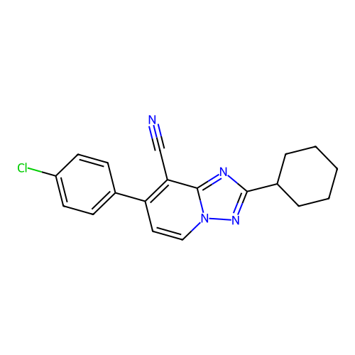 7-(4-Chlorophenyl)-2-cyclohexyl-[1,2,4]triazolo[1,5-a]pyridine-8-carbonitrile structure