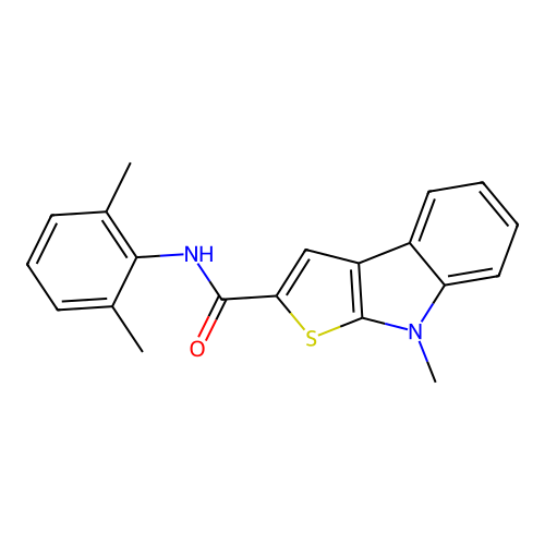 N-(2,6-dimethylphenyl)-8-methyl-8H-thieno[2,3-b]indole-2-carboxamide structure
