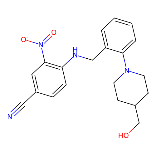 4-({2-[4-(Hydroxymethyl)piperidino]benzyl}amino)-3-nitrobenzenecarbonitrile structure