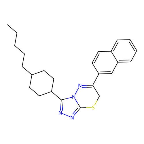 6-(2-naphthyl)-3-(4-pentylcyclohexyl)-7H-[1,2,4]triazolo[3,4-b][1,3,4]thiadiazine structure