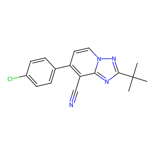 2-Tert-butyl-7-(4-chlorophenyl)-[1,2,4]triazolo[1,5-a]pyridine-8-carbonitrile structure