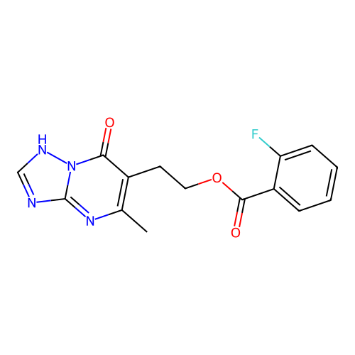 2-(5-methyl-7-oxo-4,7-dihydro[1,2,4]triazolo[1,5-a]pyrimidin-6-yl)ethyl 2-fluorobenzenecarboxylate structure