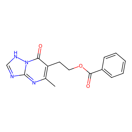 2-(5-methyl-7-oxo-4,7-dihydro[1,2,4]triazolo[1,5-a]pyrimidin-6-yl)ethyl benzenecarboxylate structure