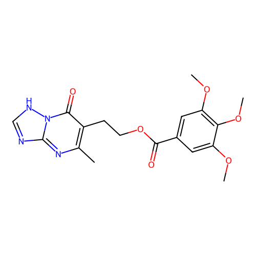 2-(5-methyl-7-oxo-4,7-dihydro[1,2,4]triazolo[1,5-a]pyrimidin-6-yl)ethyl 3,4,5-trimethoxybenzenecarboxylate structure