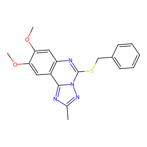 5-(Benzylsulfanyl)-8,9-dimethoxy-2-methyl[1,2,4]triazolo[1,5-c]quinazoline structure