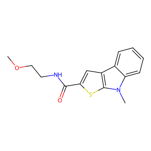 N-(2-methoxyethyl)-8-methyl-8H-thieno[2,3-b]indole-2-carboxamide structure