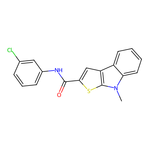 N-(3-chlorophenyl)-8-methyl-8H-thieno[2,3-b]indole-2-carboxamide structure