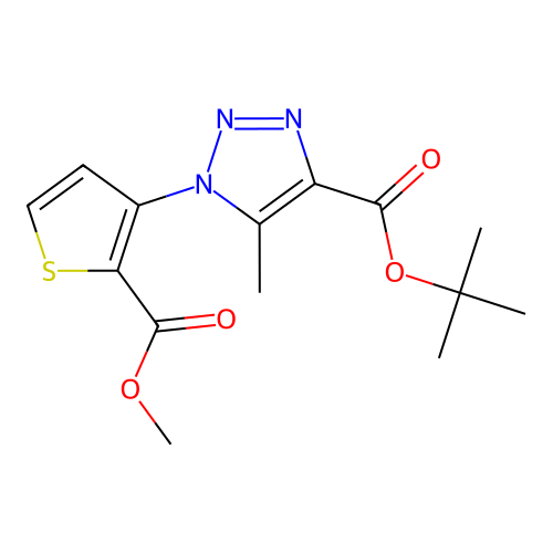 tert-butyl 1-[2-(methoxycarbonyl)-3-thienyl]-5-methyl-1H-1,2,3-triazole-4-carboxylate structure