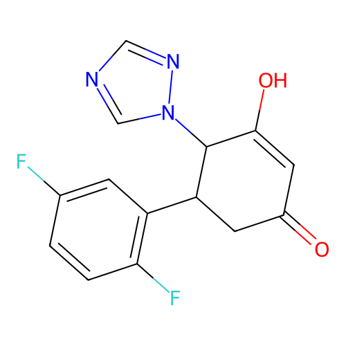 5-(2,5-difluorophenyl)-3-hydroxy-4-(1H-1,2,4-triazol-1-yl)-2-cyclohexen-1-one structure
