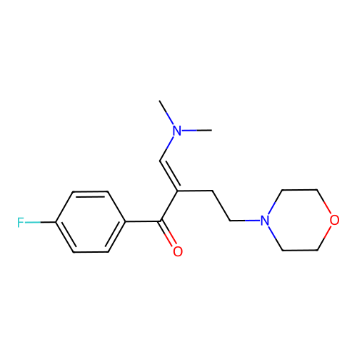 (E)-3-(dimethylamino)-1-(4-fluorophenyl)-2-(2-morpholinoethyl)-2-propen-1-one structure