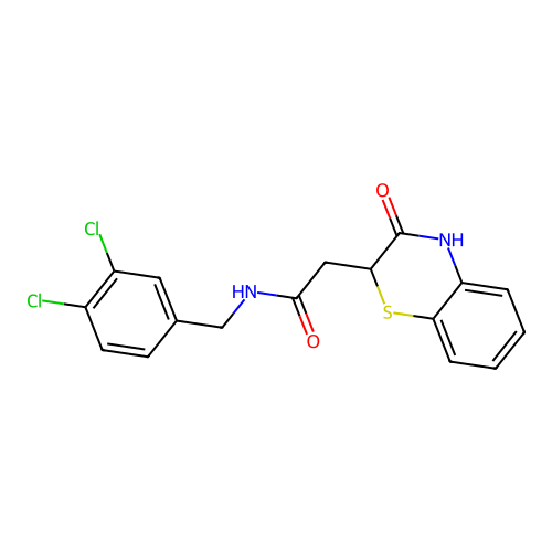 N-(3,4-dichlorobenzyl)-2-(3-oxo-3,4-dihydro-2H-1,4-benzothiazin-2-yl)acetamide structure