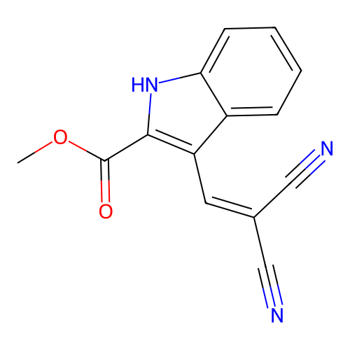 methyl 3-(2,2-dicyanovinyl)-1H-indole-2-carboxylate structure