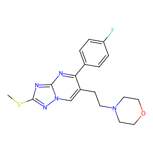 5-(4-fluorophenyl)-2-(methylsulfanyl)-6-(2-morpholinoethyl)[1,2,4]triazolo[1,5-a]pyrimidine structure