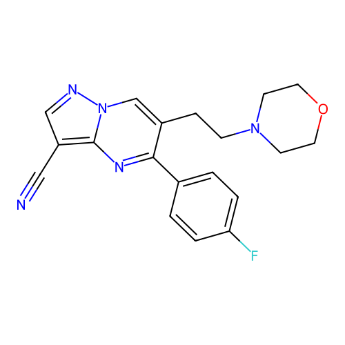 5-(4-Fluorophenyl)-6-(2-morpholinoethyl)pyrazolo[1,5-a]pyrimidine-3-carbonitrile structure