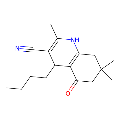 4-Butyl-2,7,7-trimethyl-5-oxo-1,4,5,6,7,8-hexahydro-3-quinolinecarbonitrile structure