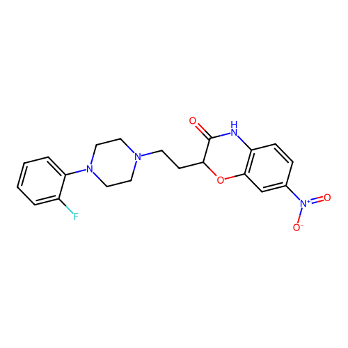 2-{2-[4-(2-fluorophenyl)piperazino]ethyl}-7-nitro-2H-1,4-benzoxazin-3(4H)-one structure