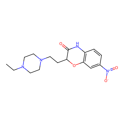 2-[2-(4-ethylpiperazino)ethyl]-7-nitro-2H-1,4-benzoxazin-3(4H)-one structure