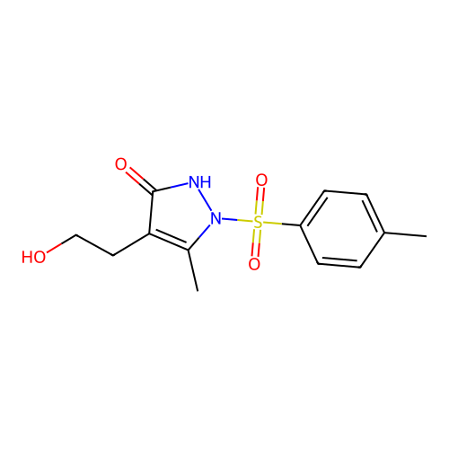 4-(2-hydroxyethyl)-5-methyl-1-[(4-methylphenyl)sulfonyl]-1,2-dihydro-3H-pyrazol-3-one structure