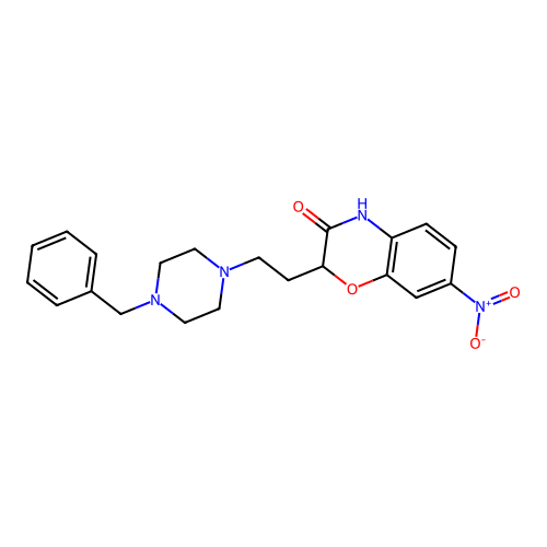 2-[2-(4-benzylpiperazino)ethyl]-7-nitro-2H-1,4-benzoxazin-3(4H)-one structure