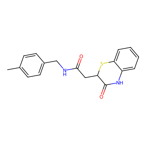 N-(4-methylbenzyl)-2-(3-oxo-3,4-dihydro-2H-1,4-benzothiazin-2-yl)acetamide structure