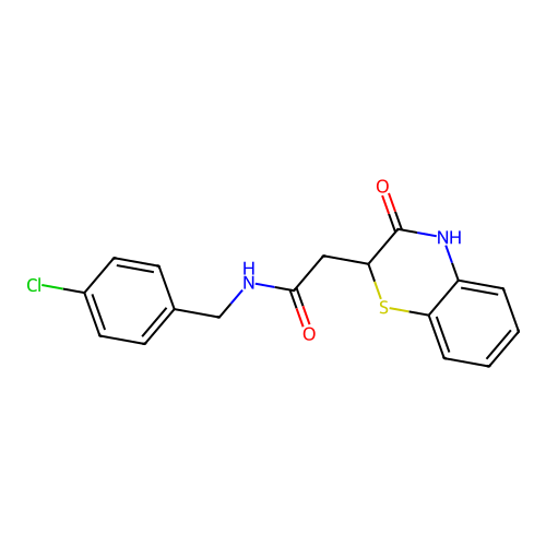 N-(4-chlorobenzyl)-2-(3-oxo-3,4-dihydro-2H-1,4-benzothiazin-2-yl)acetamide structure