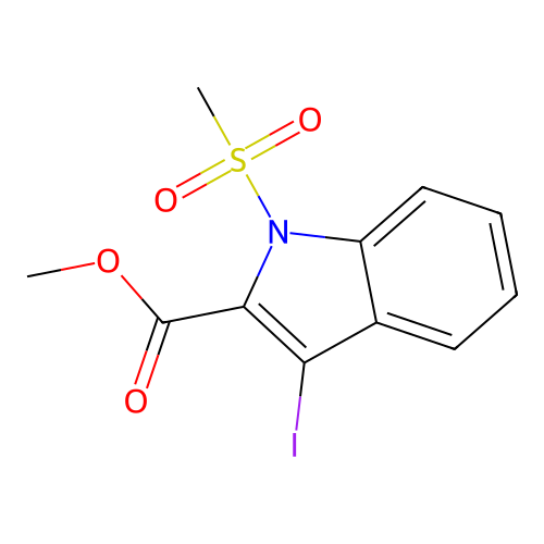 methyl 3-iodo-1-(methylsulfonyl)-1H-indole-2-carboxylate structure