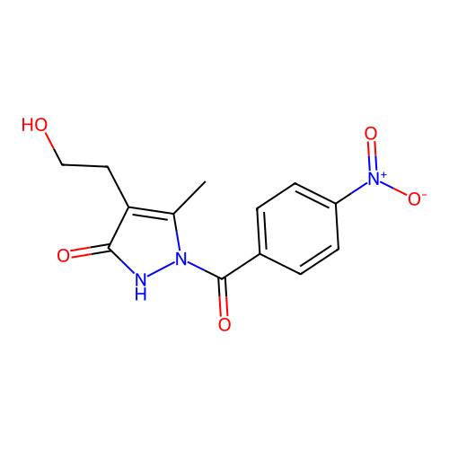 4-(2-hydroxyethyl)-5-methyl-1-(4-nitrobenzoyl)-1,2-dihydro-3H-pyrazol-3-one structure