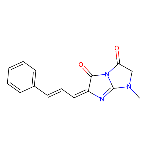 6-cinnamylidene-1-methyl-2H-imidazo[1,2-a]imidazole-3,5-dione structure