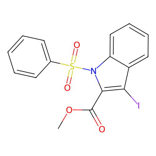 methyl 3-iodo-1-(phenylsulfonyl)-1H-indole-2-carboxylate structure